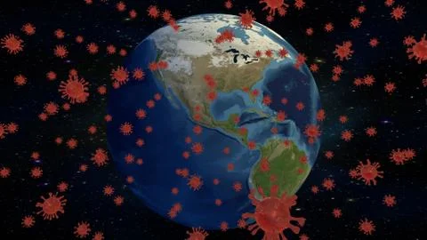The virus attacks planet Earth. 3d render 스톡 일러스트