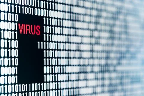 Virus in a backdoor of a sequence of bit figuring a software 스톡 사진