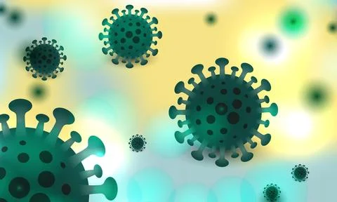 Virus background, science vector bacterial cells. Microbiology concept banner Illustrazione stock