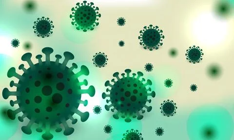 Virus background, vector bacterial cells. Microbiology concept banner with Illustrazione stock