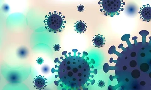 Virus background, vector bacterial cells. Microbiology concept banner with Illustrazione stock
