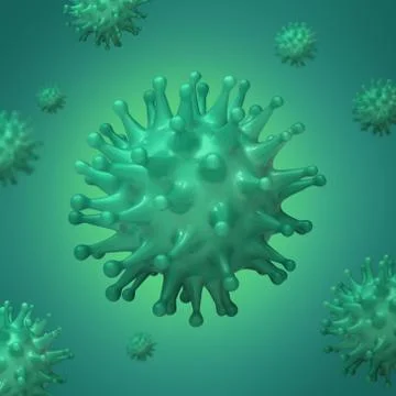 Virus bacteria cells 3D render background image. Flu, influenza, coronavirus Stock Illustration