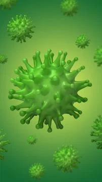 Virus bacteria cells 3D render vertical background image. Flu, influenza, cor Stock Illustration