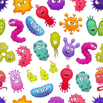 Virus, bacteria, germ and microbe seamless pattern Stockillustratie