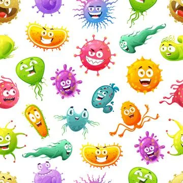 Virus, bacteria, germ characters seamless pattern Stock Illustration
