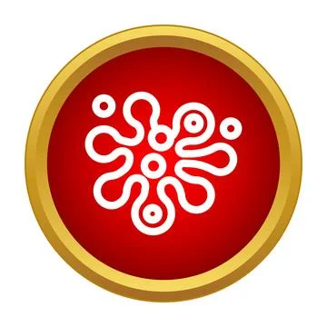 Virus bacteria infection microbe icon on red button Illustrazione stock