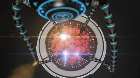 Virus, bacteria, microbe. Futuristic background. HUD monitor Stock Footage 59305120