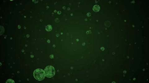 Virus bacterias floating on green background. seamless loop animation 4k Stock Footage 167675205