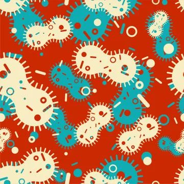 Virus bacterium pattern seamless. microbe background. Pathogenic infection Ce Stock Illustration