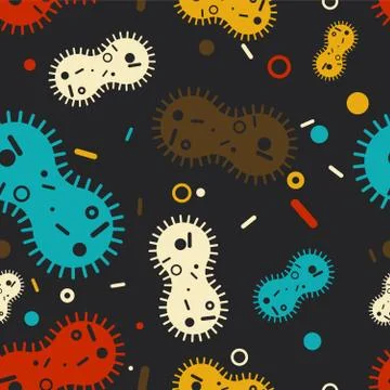 Virus bacterium pattern seamless. microbe background. Pathogenic infection Ce Stockillustratie