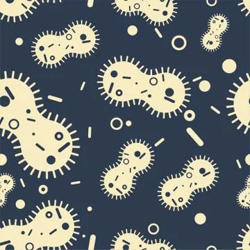 Virus bacterium pattern seamless. microbe background. Pathogenic infection Ce Stock Illustration