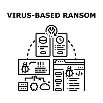 Virus based ransom attacking digital data and systems Stockillustratie