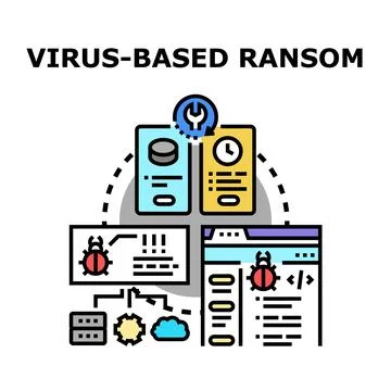 Virus based ransom attacking digital data and systems Illustrazione stock