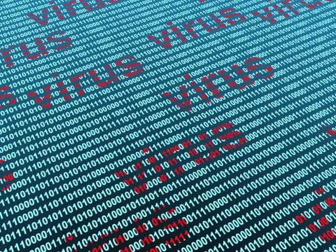 Virus in a binary code Illustrazione stock