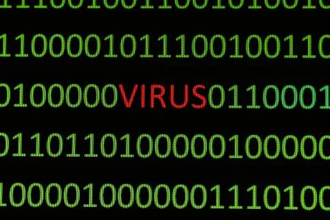Virus on binary data 스톡 일러스트