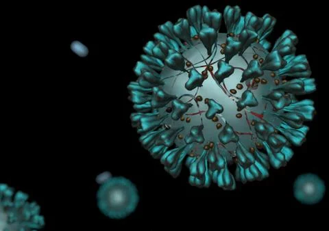 Virus on a black background. 3D rendering Stock Illustration