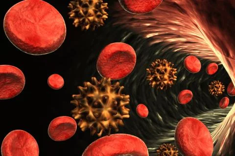 Virus in blood. Stock Illustration