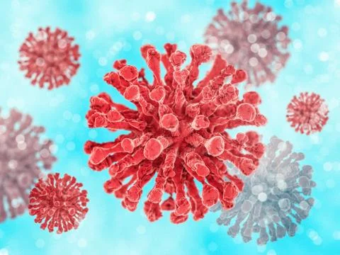 The virus in the body in the macro scale. 3D rendering Stock Illustration