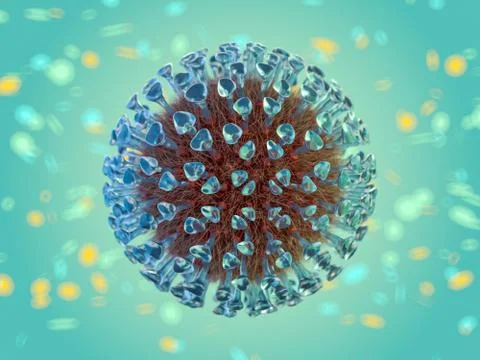 The virus in the body in the macro scale. 3D rendering Stock Illustration