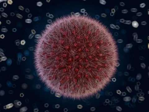 The virus in the body in the macro scale. 3D rendering Stock Illustration