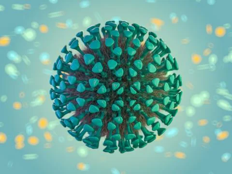 The virus in the body in the macro scale. 3D rendering Stock Illustration