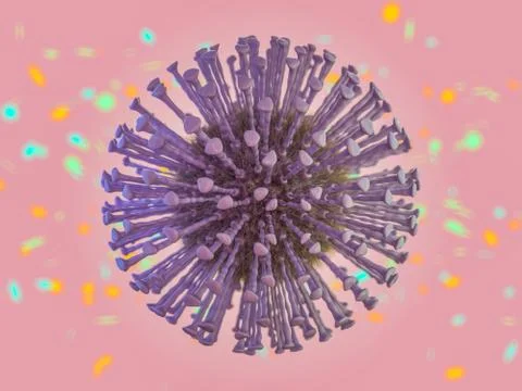 The virus in the body in the macro scale. 3D rendering Stock Illustration