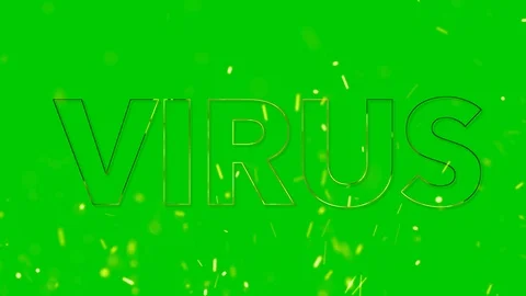 Virus. Burning text symbol in hot fire on green background Video stock 123720252