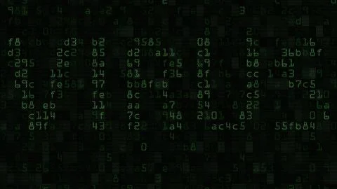 VIRUS caption on the computer screen made of text and numeric symbols. 3D Stock Illustration