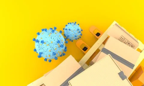 Virus with cardboard boxes Stock Illustration