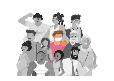 Virus carrier man in crowd Stock Illustration
