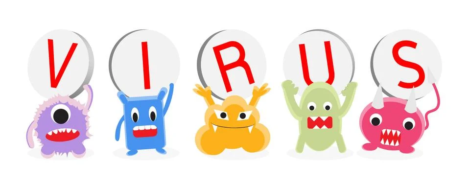 Virus cartoon character set vector Stock Illustration