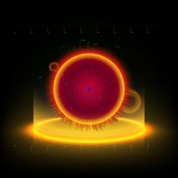 Virus cell analysis on futuristic background in HUD style. Microscopic view of Stock Illustration
