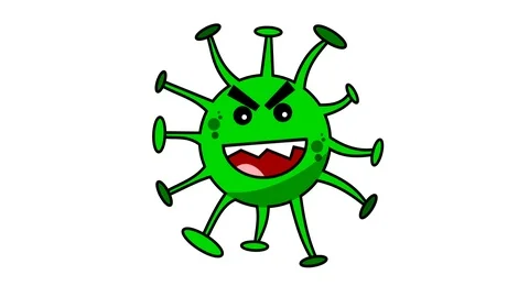 Virus cell creature cartoon funny evil character laughing animation isolated  Stock Footage 127295172