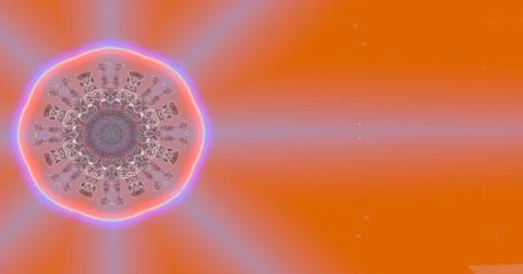 Virus cell inside a human body in a shining circle emitting a blue light. Stock Illustration