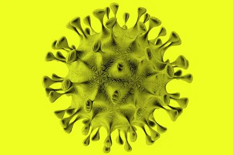 Virus cell isolated on yellow screen. Stock Illustration
