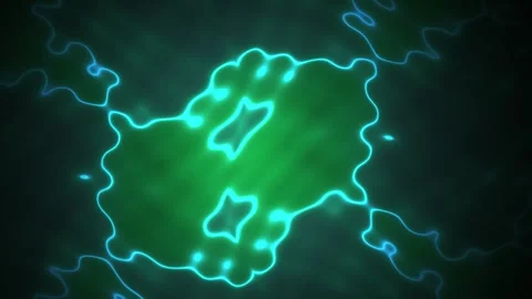 Virus cell structure with glowing blue outline and green interior. Stock Footage 336259878
