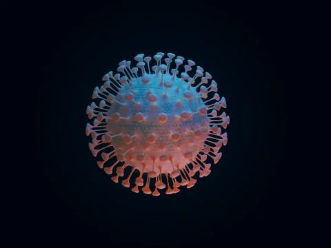 Virus cells. Coronavirus structure, 3D render 스톡 일러스트