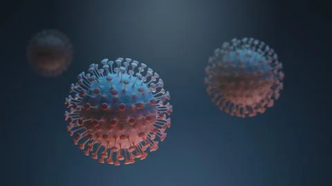 Virus cells. Coronavirus structure, 3D render 스톡 일러스트