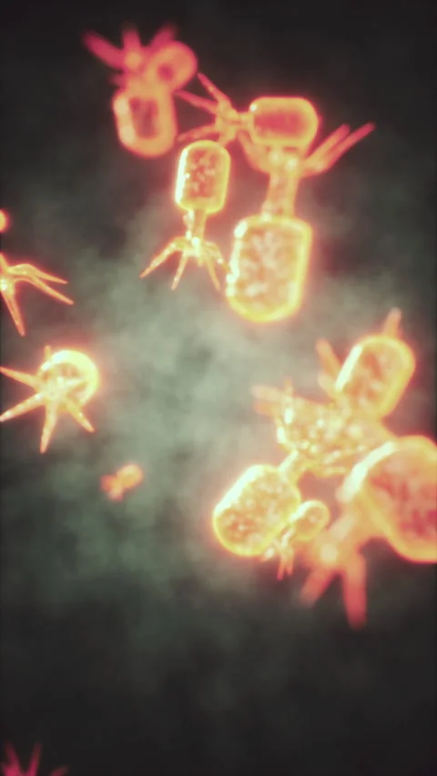 Virus cells or bacterias under microscope Stock Footage 274438719