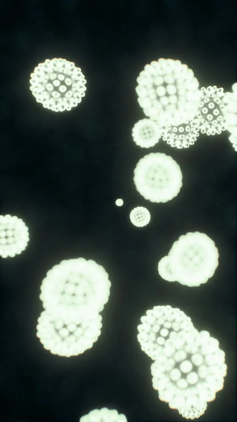 Virus cells or bacterias under microscope Stock Footage 307922824