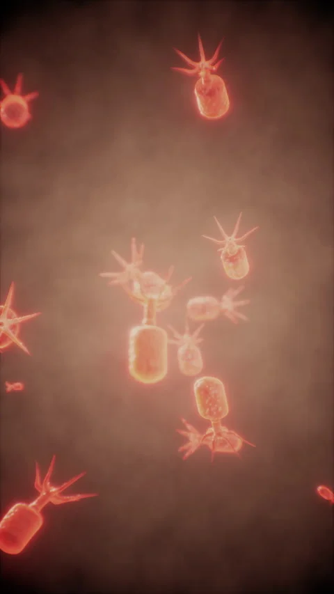 Virus cells or bacterias under microscope Stock Footage 311978575