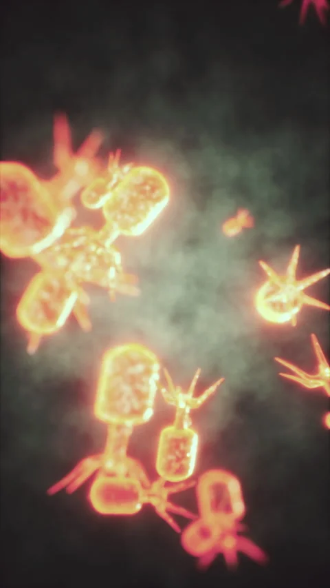 Virus cells or bacterias under microscope Stock Footage 311978595