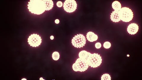 Virus cells or bacterias under microscope Illustrazione stock