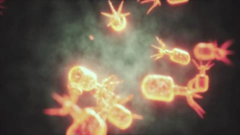 Virus cells or bacterias under microscope Stock Illustration