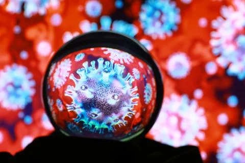 Virus cells or bacterias under microscope. Germs microbe microorganism clos.. Stock Photos
