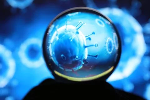 Virus cells or bacterias under microscope. Germs microbe microorganism clos.. Stock Photos
