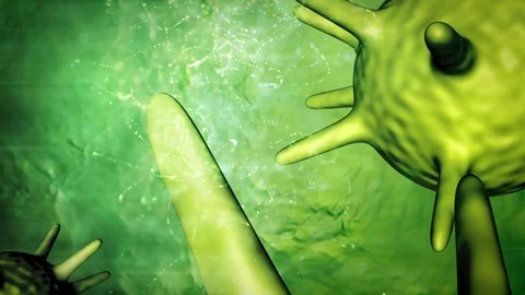 Virus Cells, Viruses, Virus Cells under microscope, floating Stock Footage