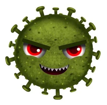 Virus character design . Suitable for covid-19 and cartoon style. digital pai Stock Illustration
