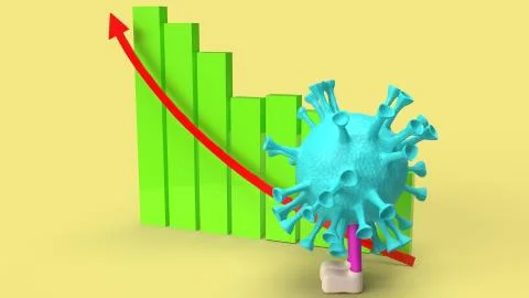 Virus chart and arrow multi colour  3d rendering. Stock Illustration