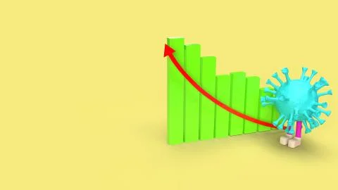 Virus chart and arrow multi colour  3d rendering. 库存插图